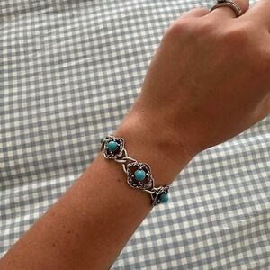 Silver & Turquoise‎ Woven Western Vintage Bracelet